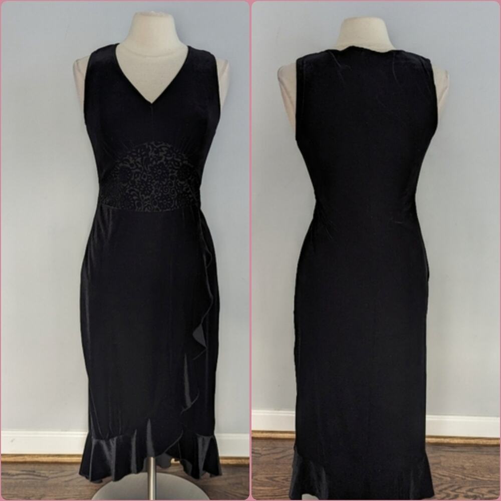 Women's Vintage Velvet Middle Burnout See Through Dress Size Small Studio Works